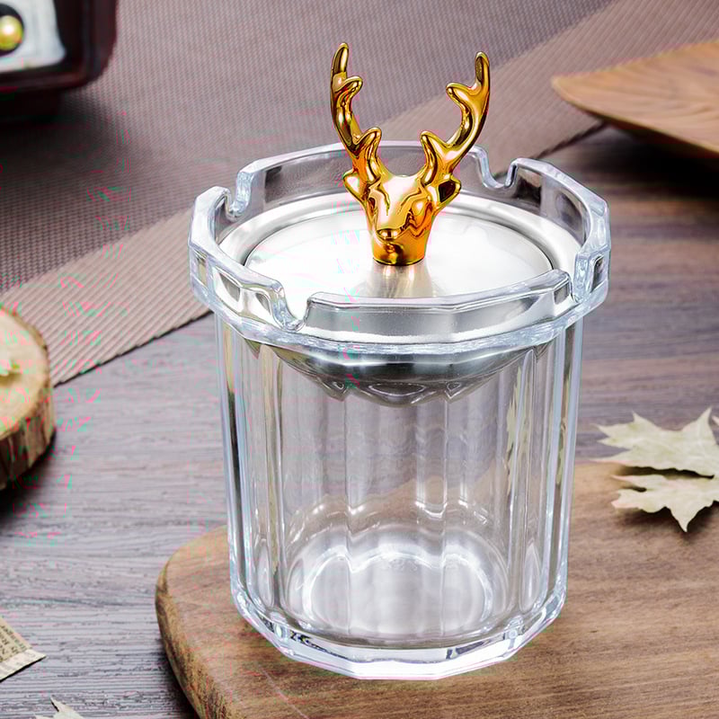 Scrumieră de sticlă cu capac, logo tipărit, personalizare disponibilă, stil modern și simplu