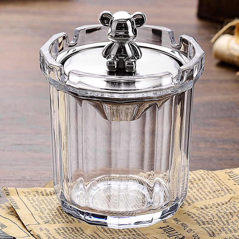 Scrumieră de sticlă cu capac, logo tipărit, personalizare disponibilă, stil modern și simplu