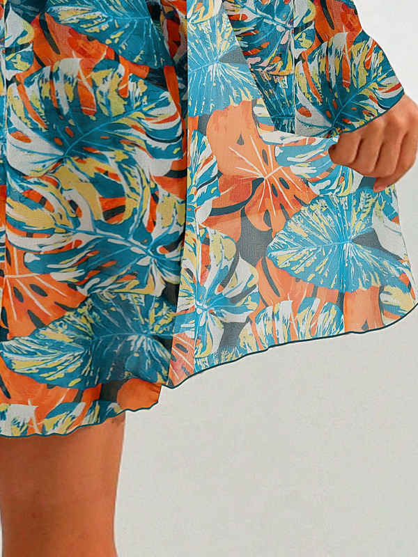 Trodjelni bikini set s mrežastim push-up čašicama, print raspucanih cvijeća, poliester-elastan 95/5, 195 g/m², čelična potpora