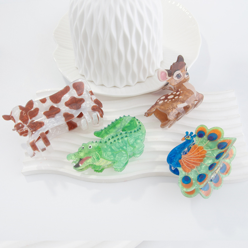 PVC klipsa za kosu s dizajnom dinosaura u šumskom stilu, ručni rad