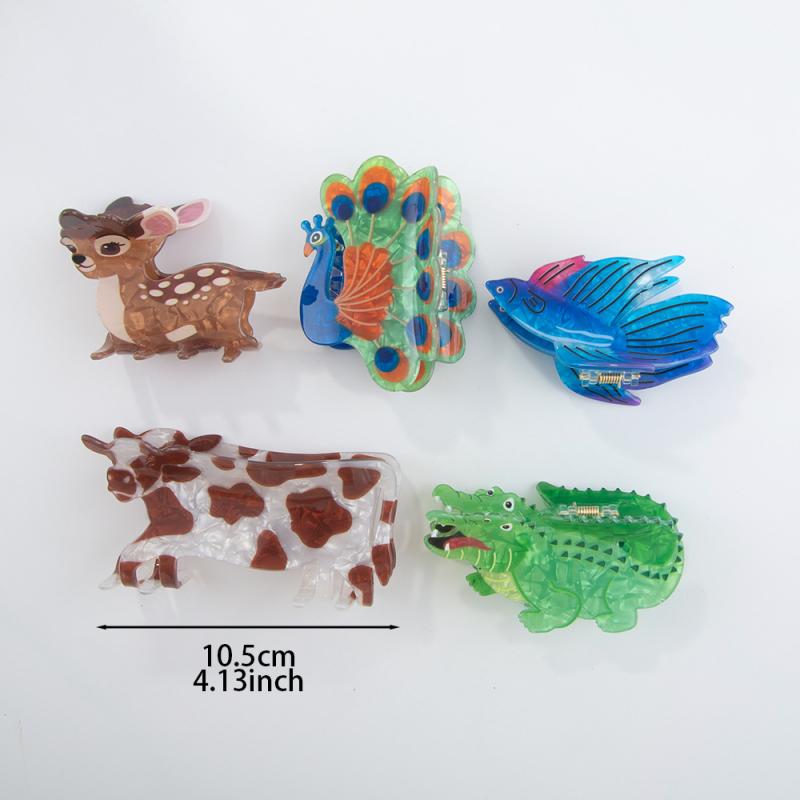 PVC klipsa za kosu s dizajnom dinosaura u šumskom stilu, ručni rad