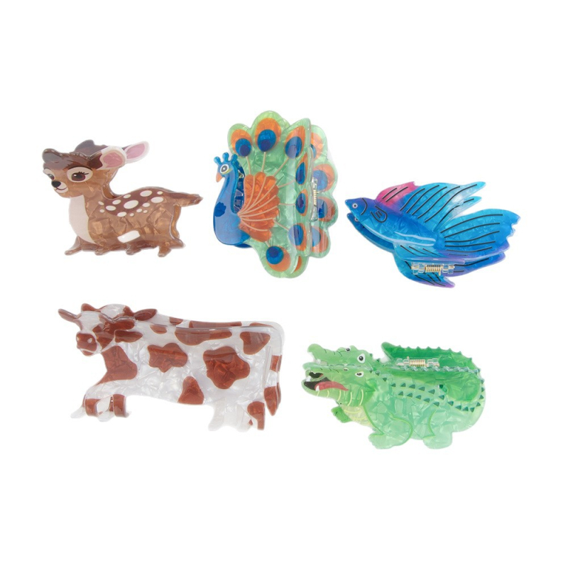 PVC klipsa za kosu s dizajnom dinosaura u šumskom stilu, ručni rad
