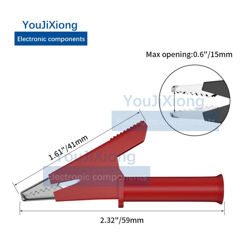 Καλώδιο δοκιμών 10A/20A υψηλής τάσης με διπλά κλιπ κροκοδειλίου, ορειχάλκινοι αγωγοί, μήκος 95 cm