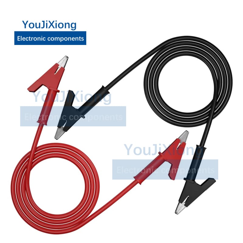 Καλώδιο δοκιμών 10A/20A υψηλής τάσης με διπλά κλιπ κροκοδειλίου, ορειχάλκινοι αγωγοί, μήκος 95 cm