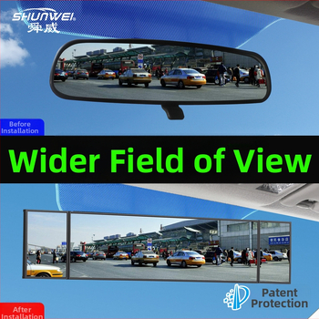Shun Wei Trojpanelové širokouhlé spätné zrkadlo s nastaviteľným uhlom, skleneným guľovým zrkadlom, kompatibilné s väčšou väčšine modelov áut
