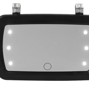 Oglindă de interior pentru mașină în vizorul tău cu iluminare LED pentru makeup și întrerupător cu atingere cu degetul - Model 1009; Tip oglindă: plan; Material oglindă: ABS + sticlă; Material capac: ABS; Accesorii nr. 40