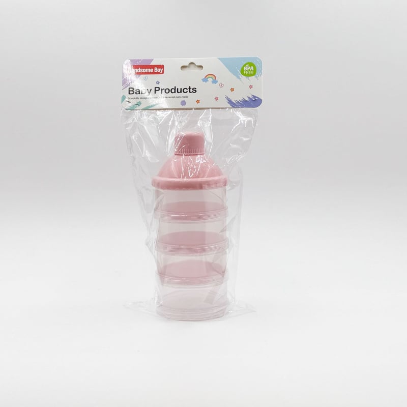 Преносим прозрачен четирислоен контейнер за мляко на прах, със сменяеми слоеве и голям капацитет, подходящ за новородени до 3 години