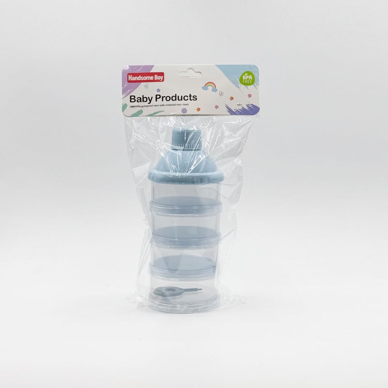 Преносим прозрачен четирислоен контейнер за мляко на прах, със сменяеми слоеве и голям капацитет, подходящ за новородени до 3 години