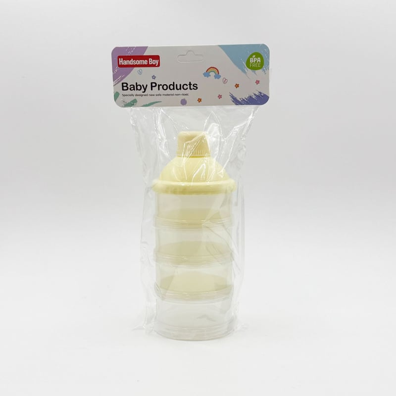 Преносим прозрачен четирислоен контейнер за мляко на прах, със сменяеми слоеве и голям капацитет, подходящ за новородени до 3 години