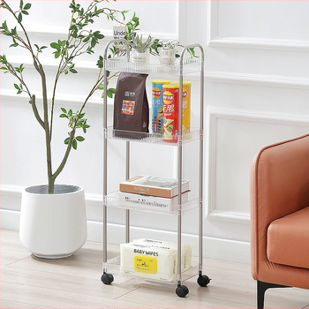 Proziran kolica za pohranu za dom i domsku sobu, minimalistički organizator za pribor i grickalice | Model: Proziran; Stil: Minimalistički; Funkcija: Skladištenje; Primjenjivi predmeti: Olovke i pribor, Hrana; OEM izrada logotipa