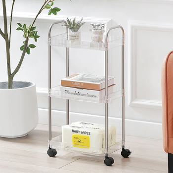 Proziran kolica za pohranu za dom i domsku sobu, minimalistički organizator za pribor i grickalice | Model: Proziran; Stil: Minimalistički; Funkcija: Skladištenje; Primjenjivi predmeti: Olovke i pribor, Hrana; OEM izrada logotipa