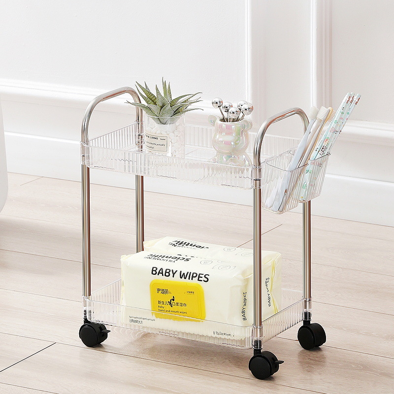 Proziran kolica za pohranu za dom i domsku sobu, minimalistički organizator za pribor i grickalice | Model: Proziran; Stil: Minimalistički; Funkcija: Skladištenje; Primjenjivi predmeti: Olovke i pribor, Hrana; OEM izrada logotipa