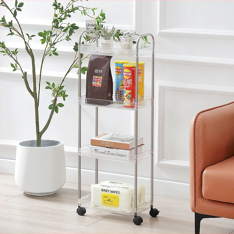 Proziran kolica za pohranu za dom i domsku sobu, minimalistički organizator za pribor i grickalice | Model: Proziran; Stil: Minimalistički; Funkcija: Skladištenje; Primjenjivi predmeti: Olovke i pribor, Hrana; OEM izrada logotipa