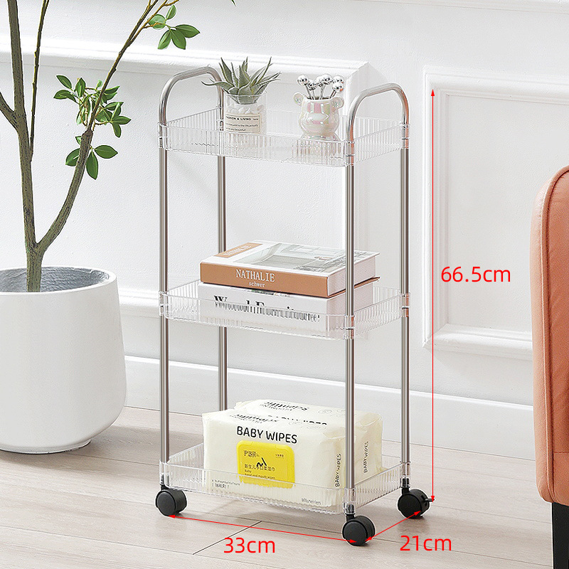 Proziran kolica za pohranu za dom i domsku sobu, minimalistički organizator za pribor i grickalice | Model: Proziran; Stil: Minimalistički; Funkcija: Skladištenje; Primjenjivi predmeti: Olovke i pribor, Hrana; OEM izrada logotipa