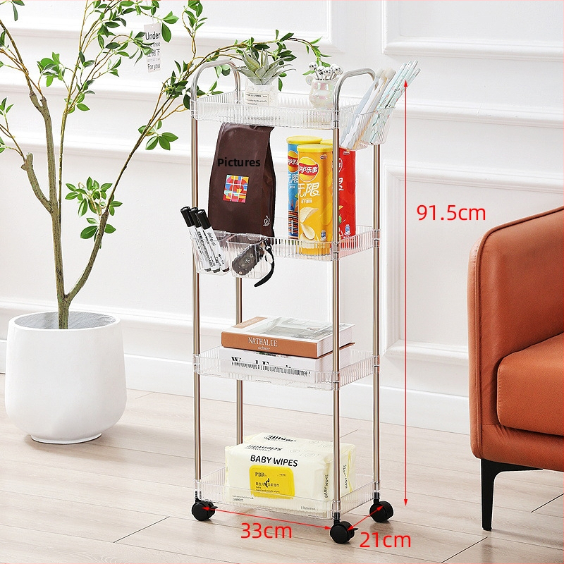 Proziran kolica za pohranu za dom i domsku sobu, minimalistički organizator za pribor i grickalice | Model: Proziran; Stil: Minimalistički; Funkcija: Skladištenje; Primjenjivi predmeti: Olovke i pribor, Hrana; OEM izrada logotipa