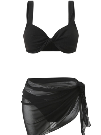 Ženski bikini set od tri dijela s podstavljenim gornjim dijelom, bez leđa, od poliestera