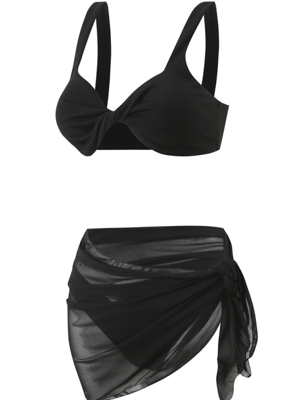 Ženski bikini set od tri dijela s podstavljenim gornjim dijelom, bez leđa, od poliestera