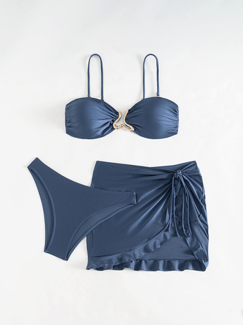Tri-dijelni bikini set, najlon materijal, poliester podstava, umetci za grudi, seksi stil