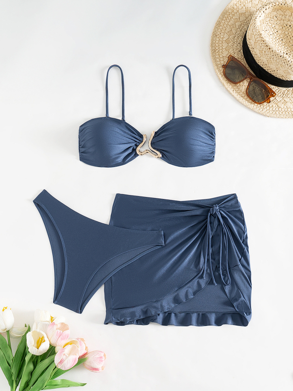 Tri-dijelni bikini set, najlon materijal, poliester podstava, umetci za grudi, seksi stil