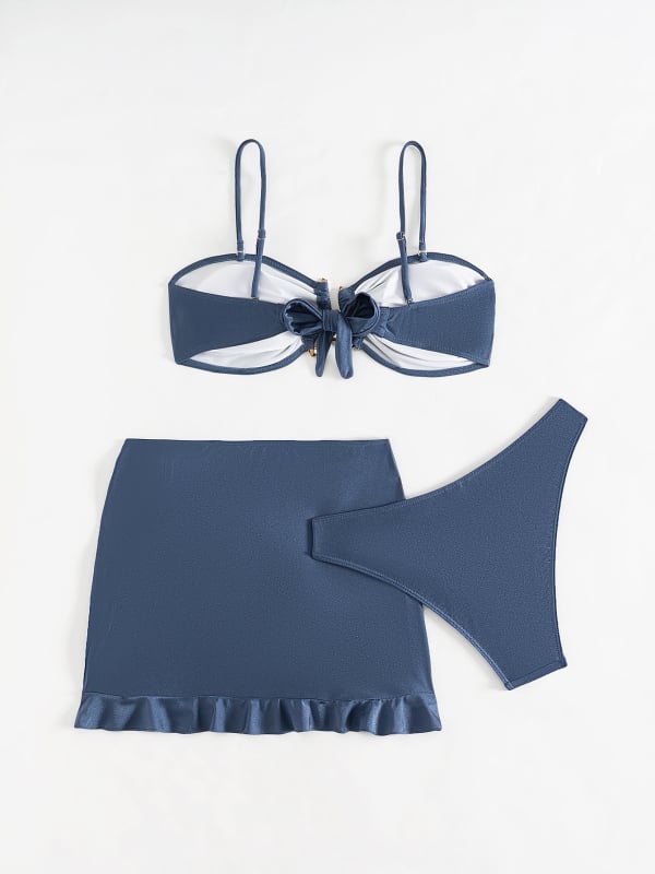 Tri-dijelni bikini set, najlon materijal, poliester podstava, umetci za grudi, seksi stil
