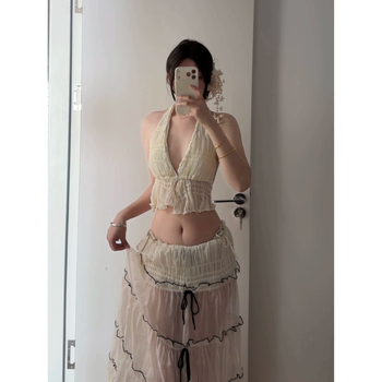 Halter bikini set s podstavljenim gornjim dijelom, bez underwire, poliester tkanina (71–80% sadržaja), tri dijela, ženski kupaći za plivanje i vodne sportove