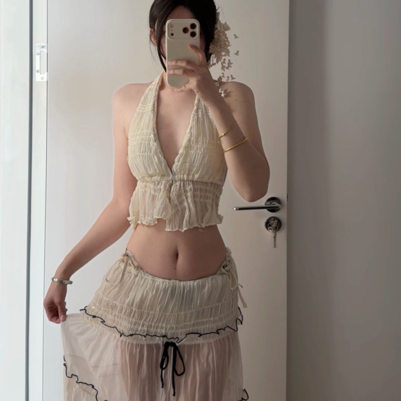 Halter bikini set s podstavljenim gornjim dijelom, bez underwire, poliester tkanina (71–80% sadržaja), tri dijela, ženski kupaći za plivanje i vodne sportove
