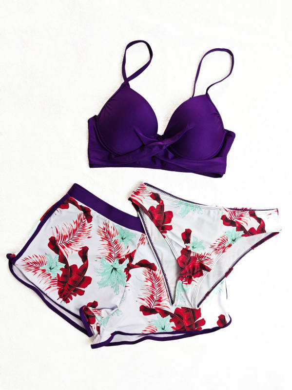 Ženski bikini set s podignutim košaricama i podstavljenim krojem, bez naramenica, poliester
