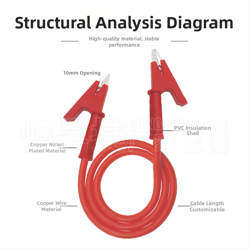 HSJ Тестов проводник с аллигатор клипс, двуглавен клипс, медни контакти, за инструментална апаратура