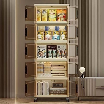 PP materijal, veliki kapacitet, sklopivi skladišni ormar s kotačićima — bez ugradnje, model Locker, višenamjenski kućni organizator s jednostavnim i modernim dizajnom