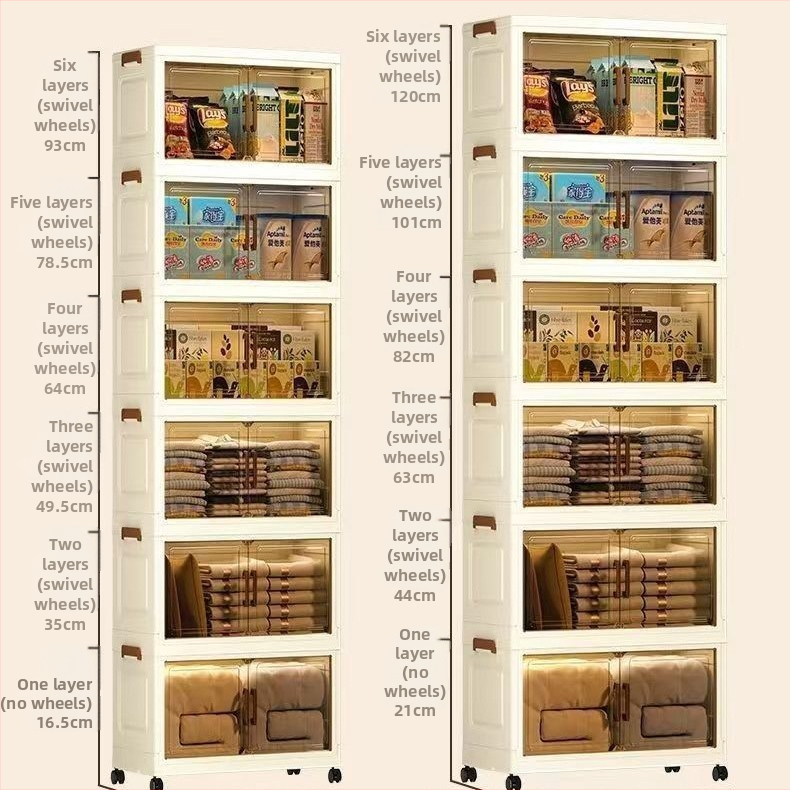 PP materijal, veliki kapacitet, sklopivi skladišni ormar s kotačićima — bez ugradnje, model Locker, višenamjenski kućni organizator s jednostavnim i modernim dizajnom