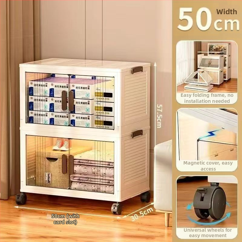 PP materijal, veliki kapacitet, sklopivi skladišni ormar s kotačićima — bez ugradnje, model Locker, višenamjenski kućni organizator s jednostavnim i modernim dizajnom