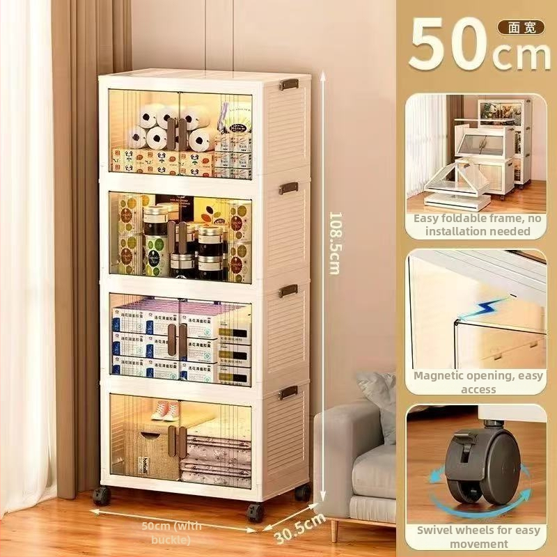 PP materijal, veliki kapacitet, sklopivi skladišni ormar s kotačićima — bez ugradnje, model Locker, višenamjenski kućni organizator s jednostavnim i modernim dizajnom