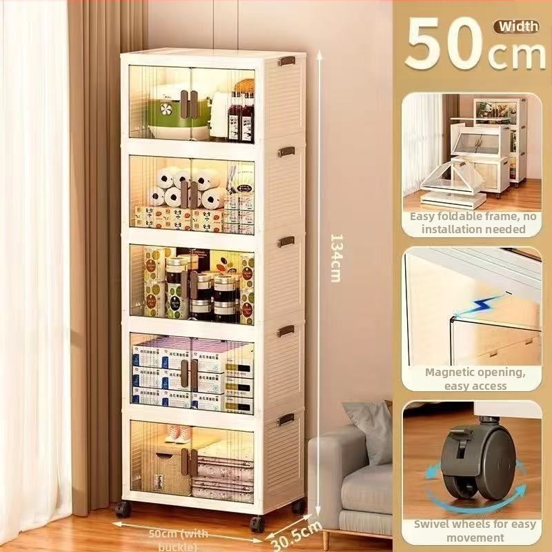 PP materijal, veliki kapacitet, sklopivi skladišni ormar s kotačićima — bez ugradnje, model Locker, višenamjenski kućni organizator s jednostavnim i modernim dizajnom