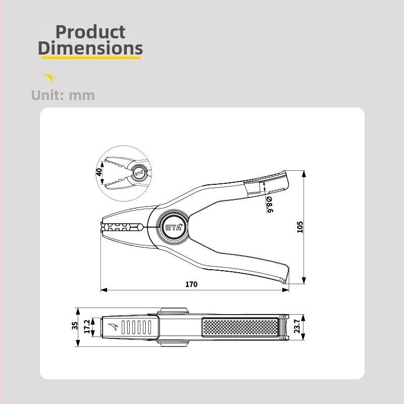 ETA3166A 400A крокодилска щипка за тестове със защитен кожух