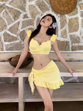 Seksi bikini trodijelni set s nafoukanim rukavima za žene