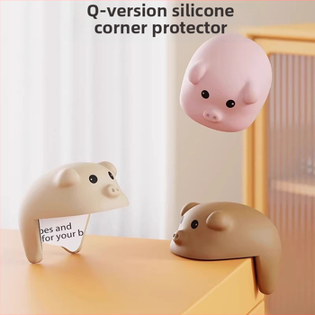 Ochranný roh stola a digestora, mäkký silikón, pravouhlý roh, karikatúrny dizajn