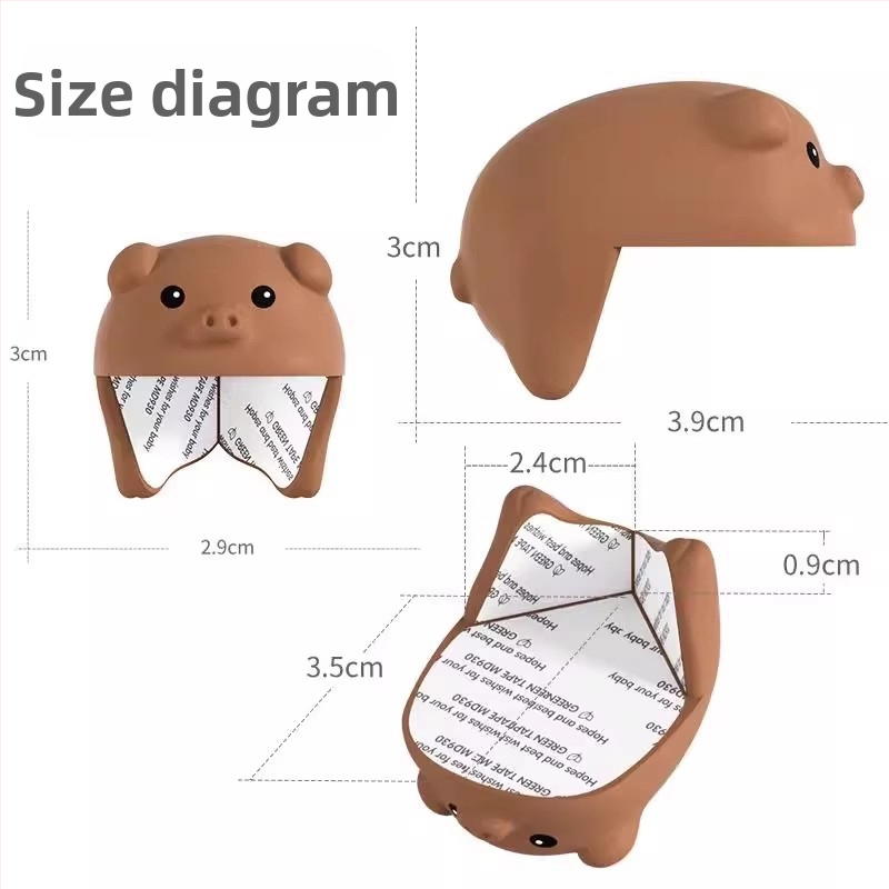 Ochranný roh stola a digestora, mäkký silikón, pravouhlý roh, karikatúrny dizajn