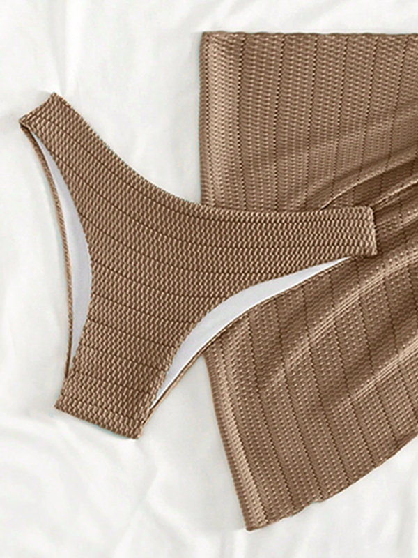 Trodjelni bikini set s vezanjem, jednopojedinim kupaćim i zaštitnom suknjom za sunce – ženski kupaći kostim, poliester 90/10, 190 g, podstava 95/5, jastučić za poprsje, bez metalne potpore