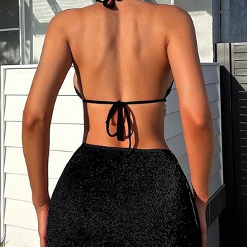 Trodjelni bikini set s vezicama, umetkom za dojke, poliester 82% s podlogom