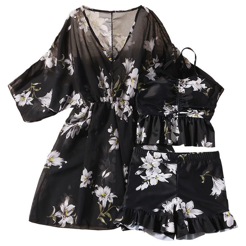 Ženski kupaći set, jednostavan uzorak, visok struk, dugi rukavi, jastučići za prsni koš; poliester-elastični 94/6