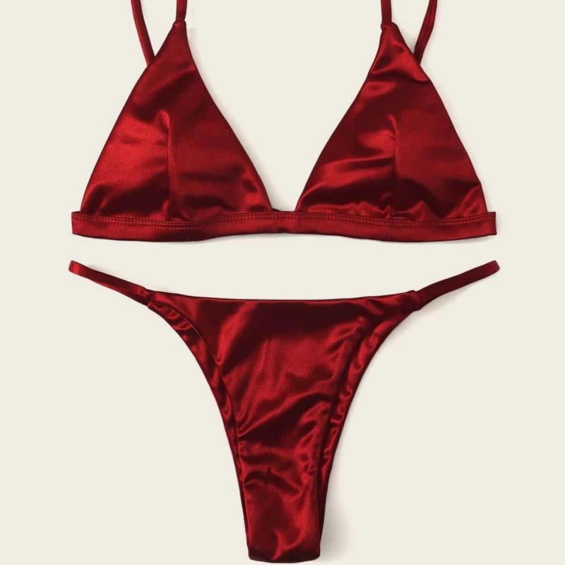Ženski bikini kupaci kostim, s jastučićem za grudi, bez rukava, jednobojni uzorak, 95% poliester, 120 g/m², podstava od poliestera sa 82% spandeksa