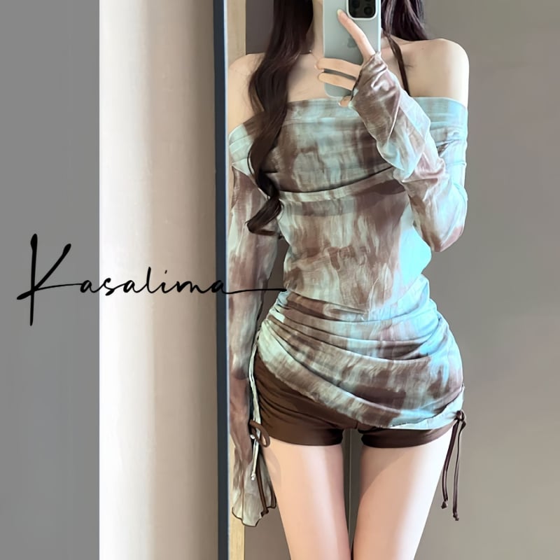 Ženski trodijelni bikini set, model 2026, seksi push-up, za male grudi, prekrivanje trbuha, vitkija silueta, za termalne izvore i odmor