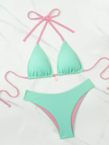 Ženski Push-Up dvodijelni bikini set, visoka elastičnost, umetci za prsa, gornji dio bez rukava, poliester materijal