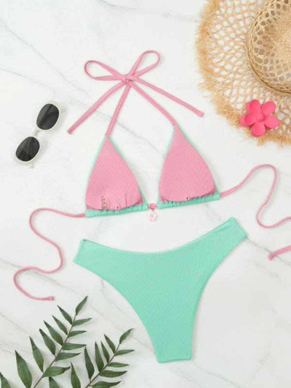 Ženski Push-Up dvodijelni bikini set, visoka elastičnost, umetci za prsa, gornji dio bez rukava, poliester materijal
