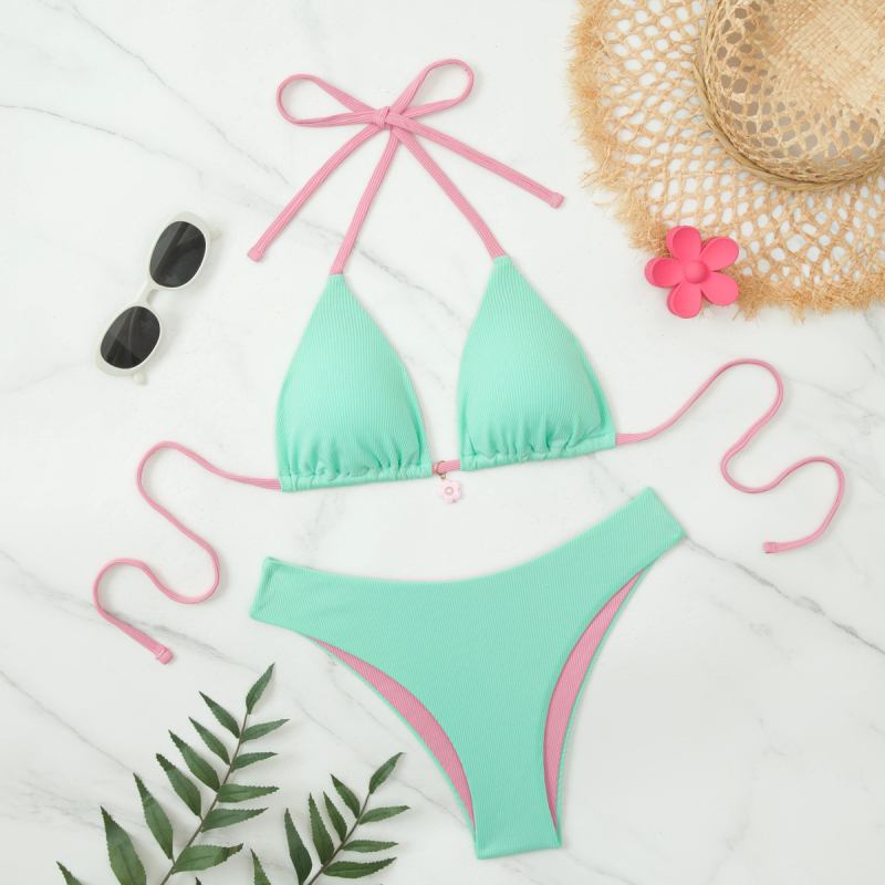 Ženski Push-Up dvodijelni bikini set, visoka elastičnost, umetci za prsa, gornji dio bez rukava, poliester materijal