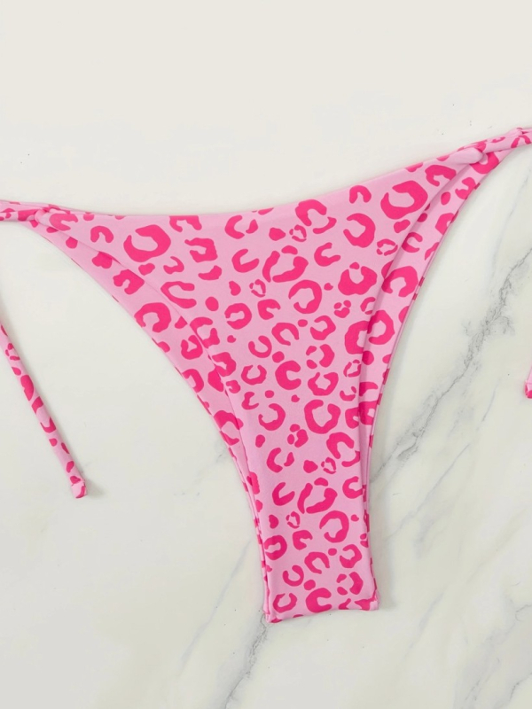 Ženski bikini set s halter vrhom, leopard uzorak, brzo sušenje, bez leđa, s jastučićem za prsima, poliester 82%