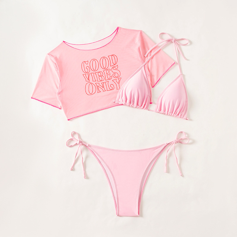 Ženski seksi trodijelni bikini set s jastučićima za grudi — poliester; najlon smjesa; podstava: Spandex 82%