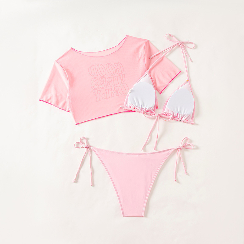 Ženski seksi trodijelni bikini set s jastučićima za grudi — poliester; najlon smjesa; podstava: Spandex 82%