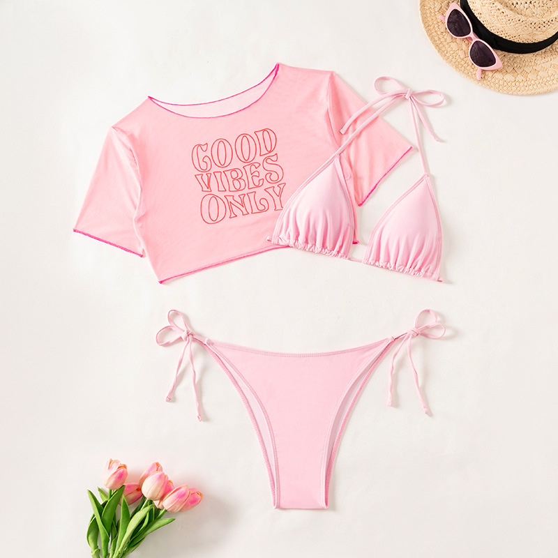 Ženski seksi trodijelni bikini set s jastučićima za grudi — poliester; najlon smjesa; podstava: Spandex 82%