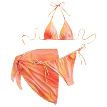 Trodjelni bikini set s vezicama, otisnutim uzorkom, s punim košaricama bez čelične potpore; tkanina: najlon; podstava: poliester; težina: 250 g